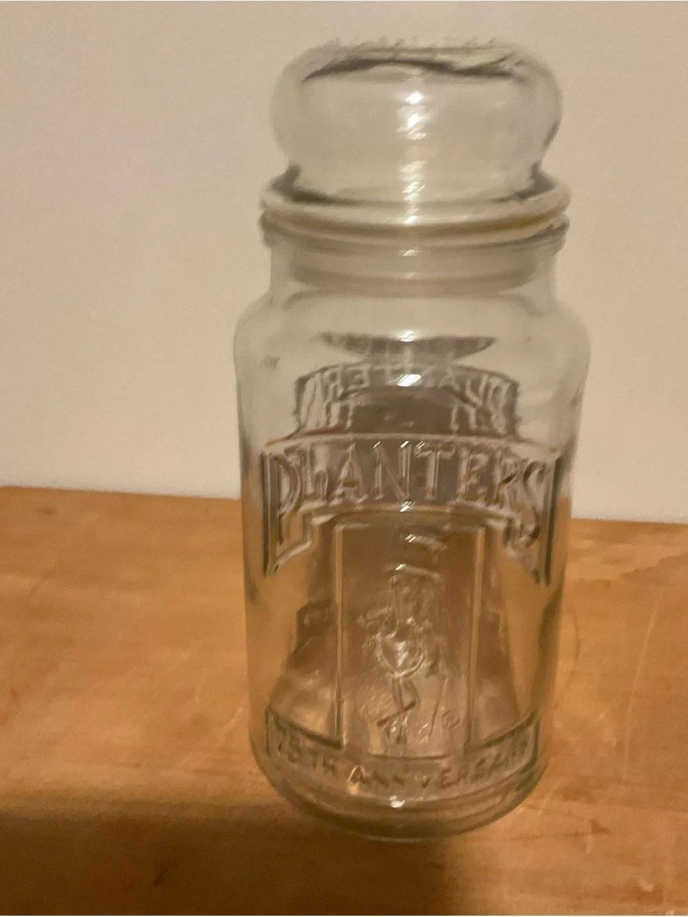 Vintage Clear Glass Apothecary Jar with Lid - Embossed Planters Logo